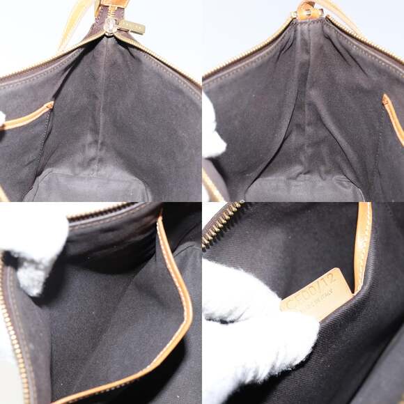 CELINE Macadam Canvas Hand Bag Pvc Leather Brown Gold - Picture 12 of 12